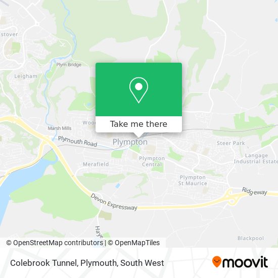 Colebrook Tunnel, Plymouth map