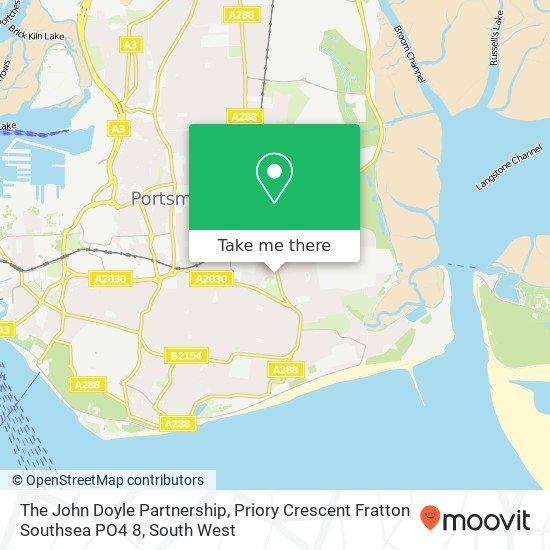 The John Doyle Partnership, Priory Crescent Fratton Southsea PO4 8 map