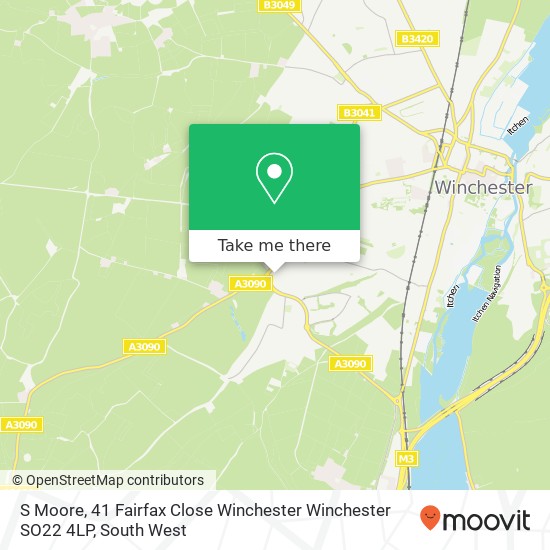 S Moore, 41 Fairfax Close Winchester Winchester SO22 4LP map