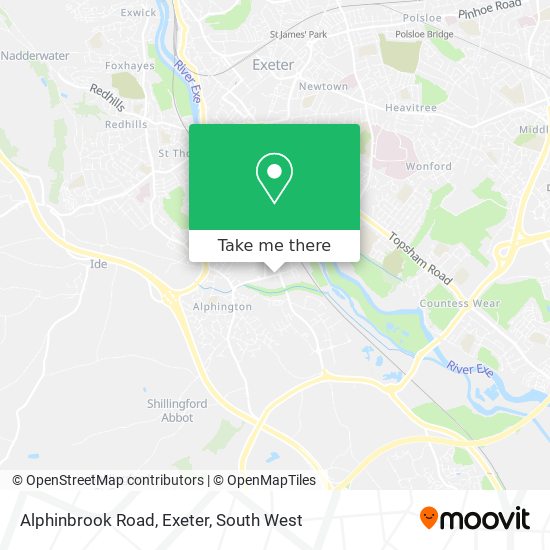 Alphinbrook Road, Exeter map