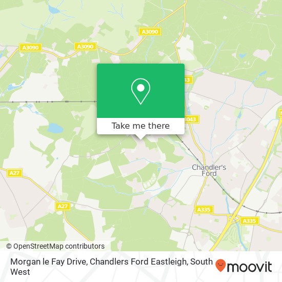 Morgan le Fay Drive, Chandlers Ford Eastleigh map