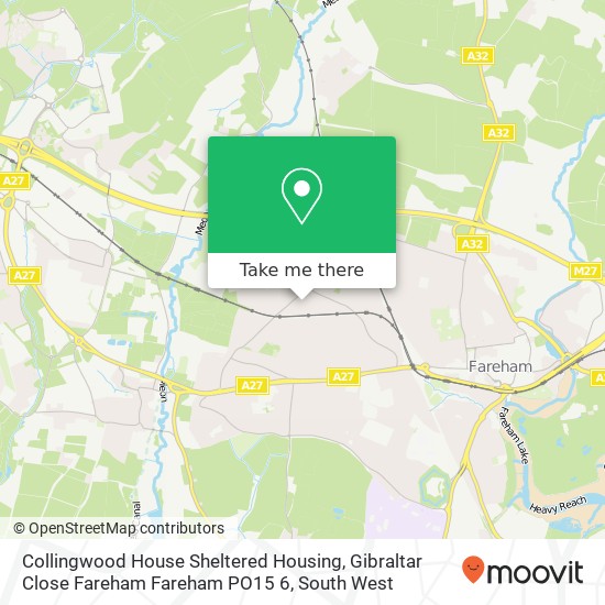 Collingwood House Sheltered Housing, Gibraltar Close Fareham Fareham PO15 6 map