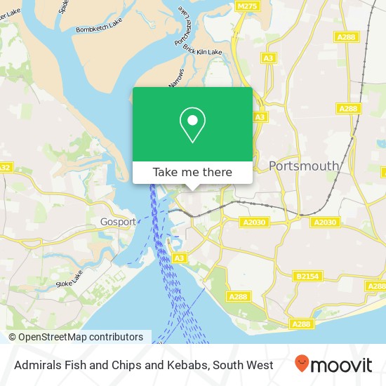 Admirals Fish and Chips and Kebabs, 60 Queen Street Portsea Portsmouth PO1 3HW map
