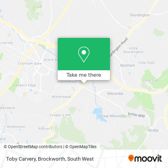 Toby Carvery, Brockworth map