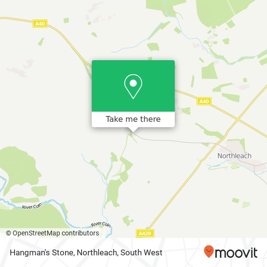Hangman's Stone, Northleach map
