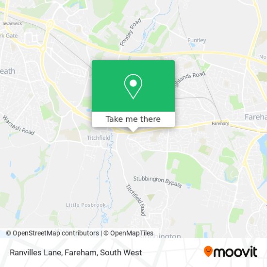 Ranvilles Lane, Fareham map