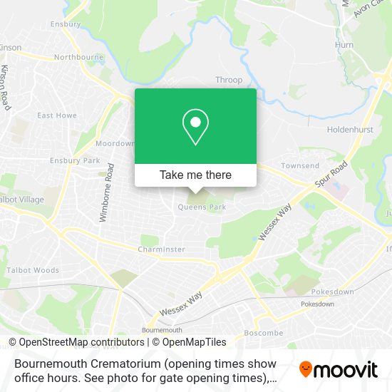How to get to Bournemouth Crematorium (opening times show office hours