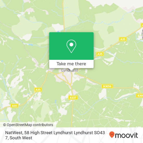 NatWest, 58 High Street Lyndhurst Lyndhurst SO43 7 map