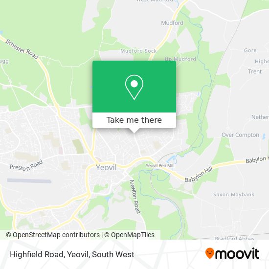 Highfield Road, Yeovil map