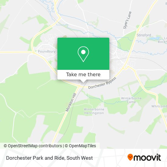 Dorchester Park and Ride map