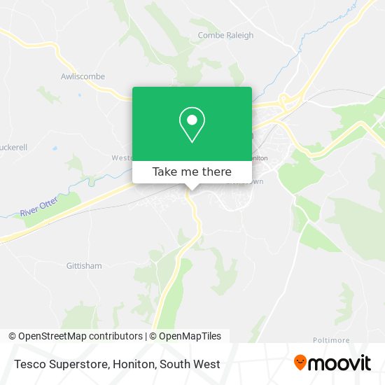 Tesco Superstore, Honiton map