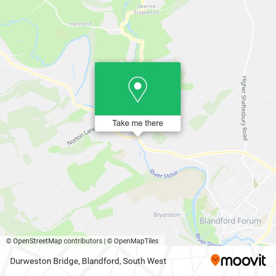 Durweston Bridge, Blandford map