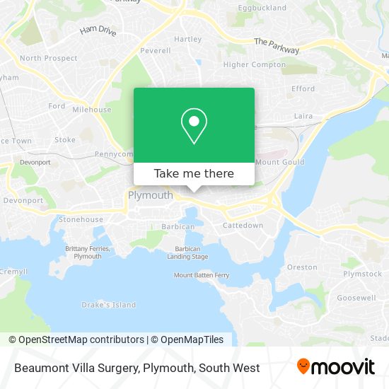 Beaumont Villa Surgery, Plymouth map