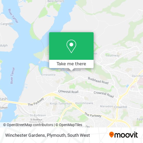Winchester Gardens, Plymouth map