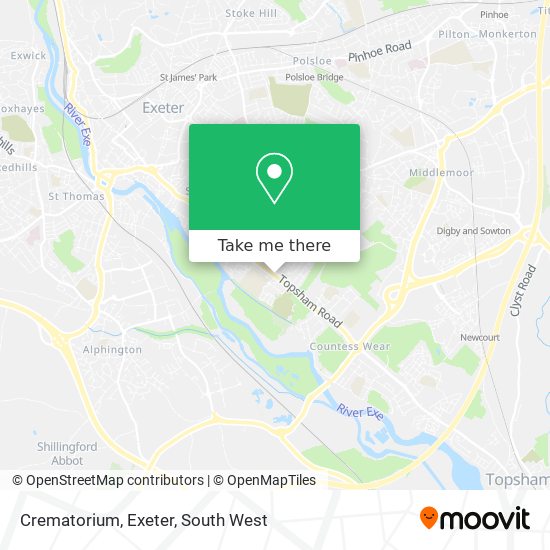 Crematorium, Exeter map