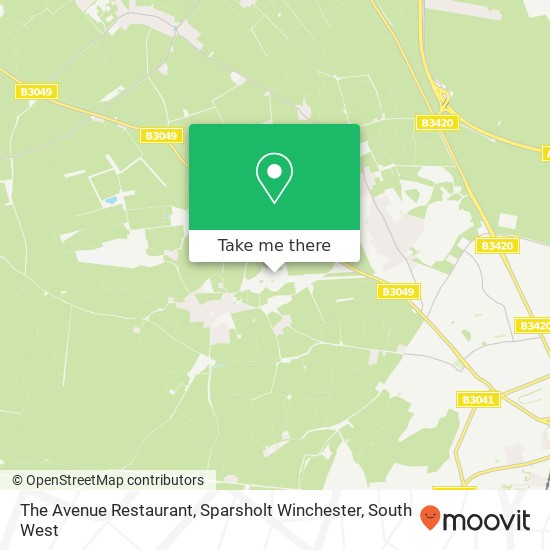 The Avenue Restaurant, Sparsholt Winchester map