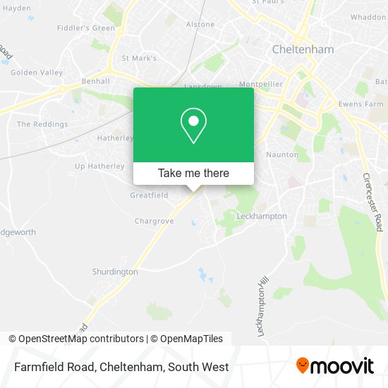 Farmfield Road, Cheltenham map