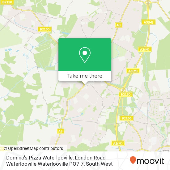 Domino's Pizza Waterlooville, London Road Waterlooville Waterlooville PO7 7 map