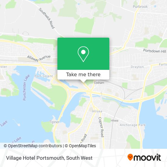 Village Hotel Portsmouth map