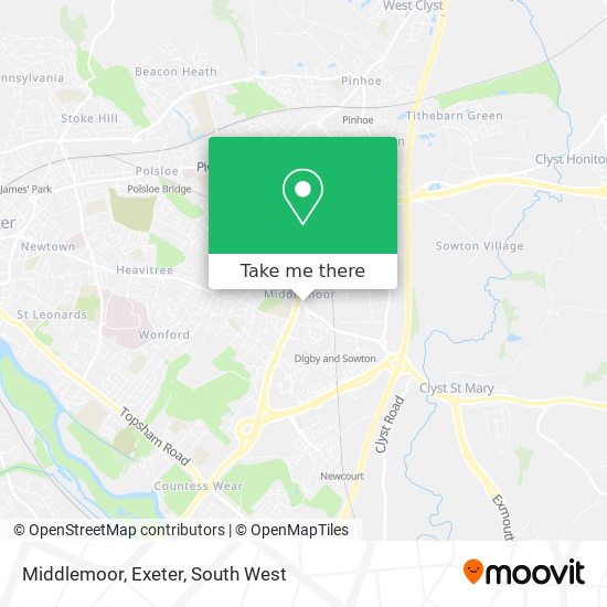 Middlemoor, Exeter map