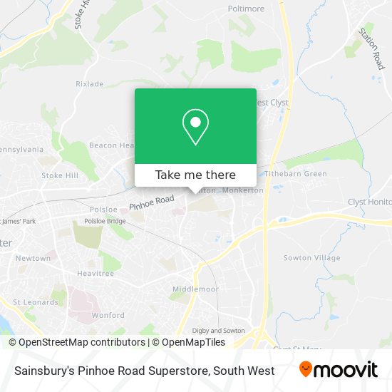 Sainsbury's Pinhoe Road Superstore map