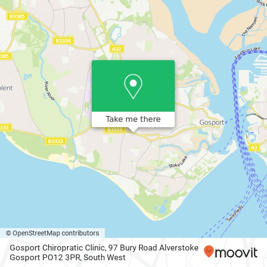 Gosport Chiropratic Clinic, 97 Bury Road Alverstoke Gosport PO12 3PR map