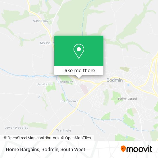 Home Bargains, Bodmin map