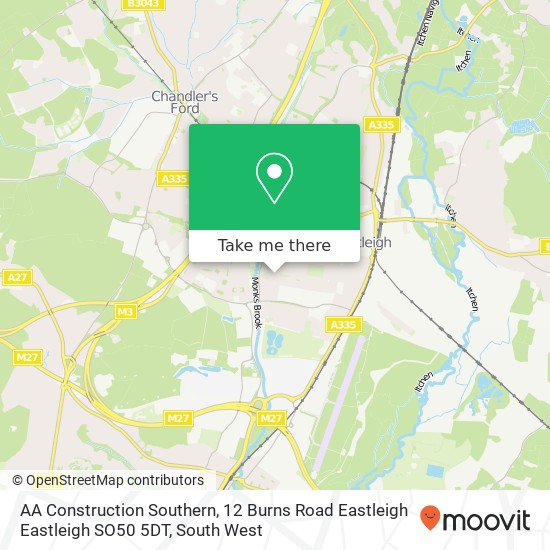 AA Construction Southern, 12 Burns Road Eastleigh Eastleigh SO50 5DT map