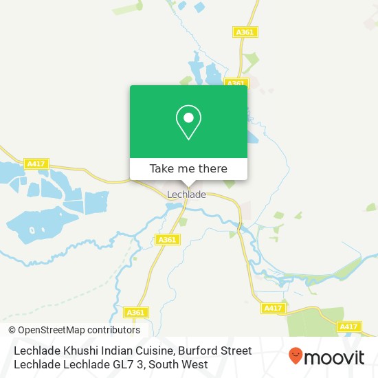 Lechlade Khushi Indian Cuisine, Burford Street Lechlade Lechlade GL7 3 map