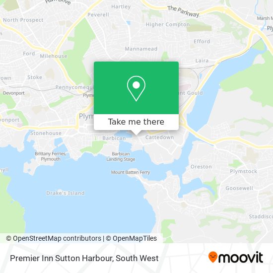 Premier Inn Sutton Harbour map
