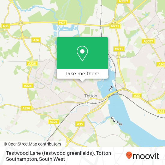 Testwood Lane (testwood greenfields), Totton Southampton map