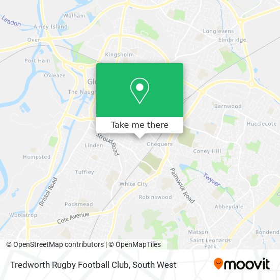 Tredworth Rugby Football Club map