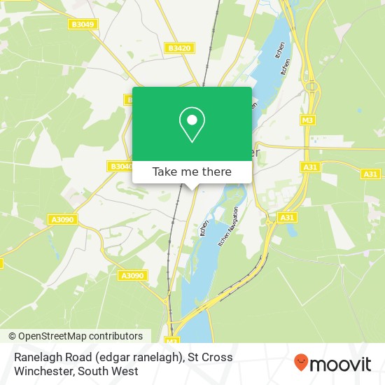 Ranelagh Road (edgar ranelagh), St Cross Winchester map
