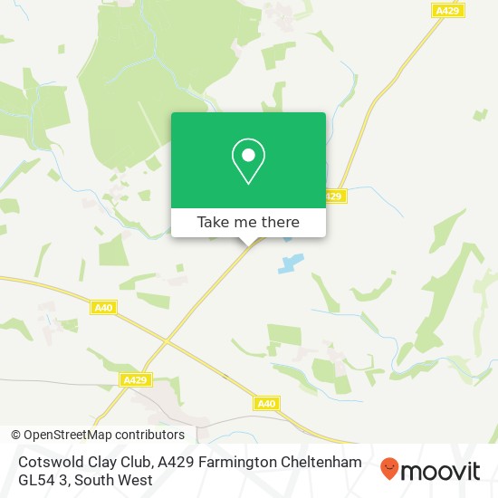 Cotswold Clay Club, A429 Farmington Cheltenham GL54 3 map