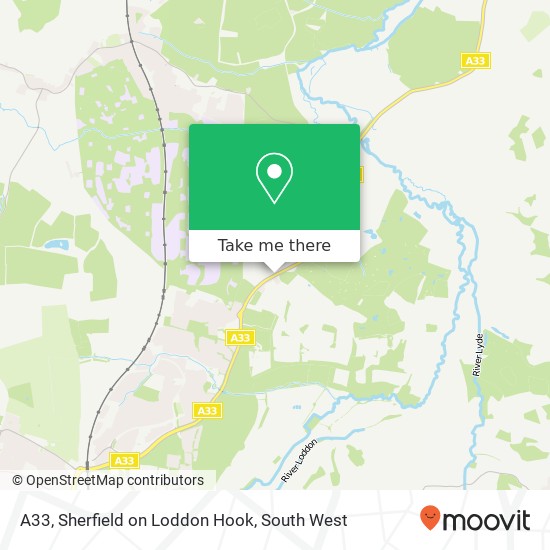A33, Sherfield on Loddon Hook map