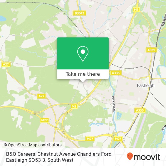 B&Q Careers, Chestnut Avenue Chandlers Ford Eastleigh SO53 3 map