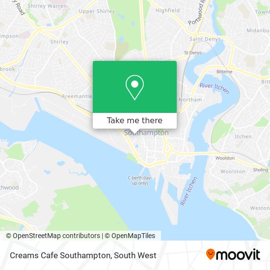 Creams Cafe Southampton map