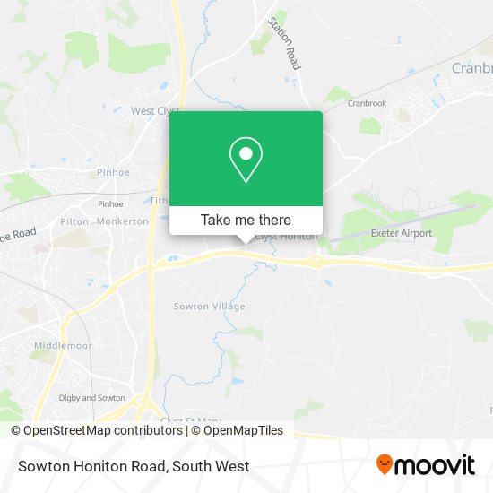 Sowton Honiton Road map