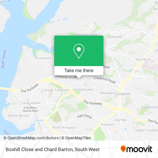 Boxhill Close and Chard Barton map
