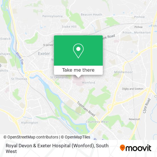Royal Devon & Exeter Hospital (Wonford) map
