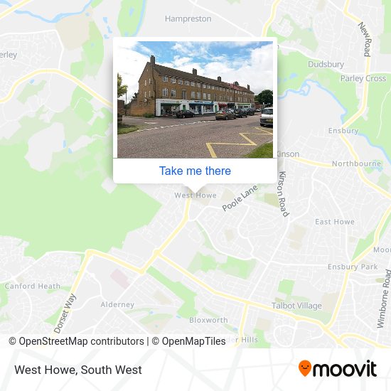 How to get to West Howe in Bournemouth by bus or train?