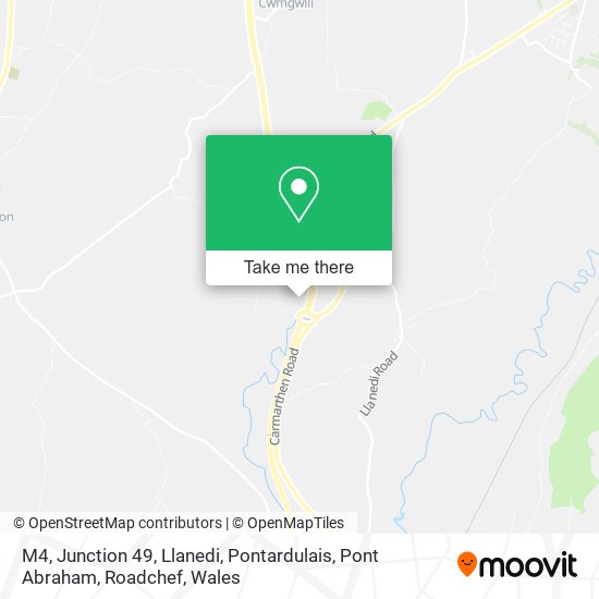 M4, Junction 49, Llanedi, Pontardulais, Pont Abraham, Roadchef map