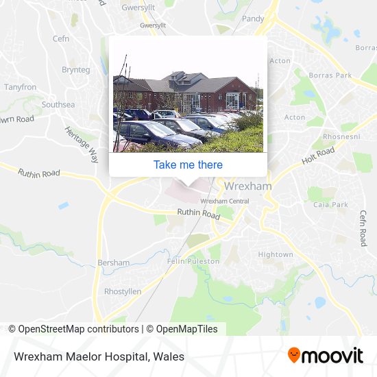 How to get to Wrexham Maelor Hospital by bus or train?