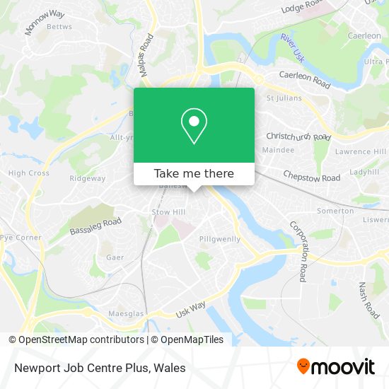 Newport Job Centre Plus map
