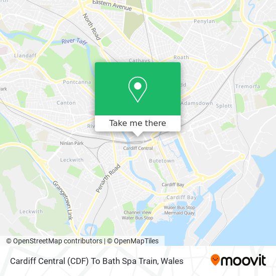 Cardiff Central (CDF) To Bath Spa Train map