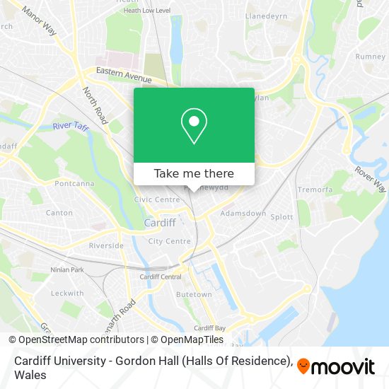 Cardiff University - Gordon Hall (Halls Of Residence) map