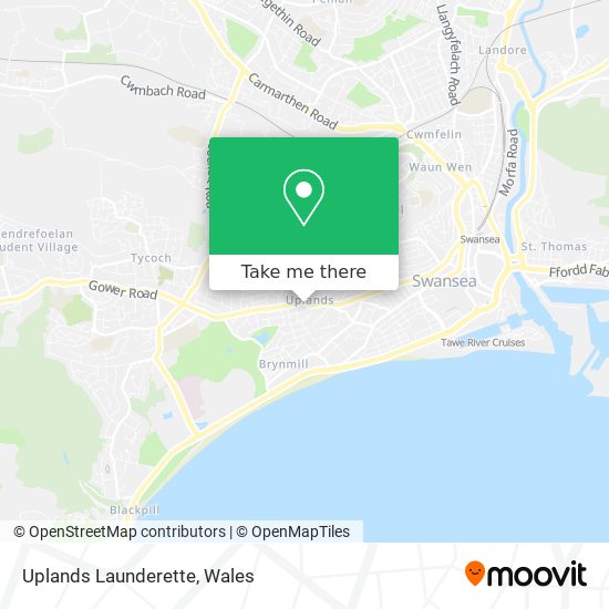 How to get to Uplands Launderette in Swansea by Bus or Train?