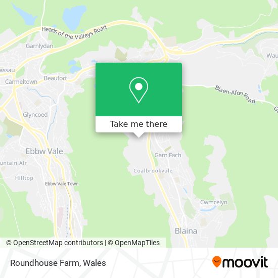 How to get to Roundhouse Farm in Blaenau Gwent by Train or Bus?