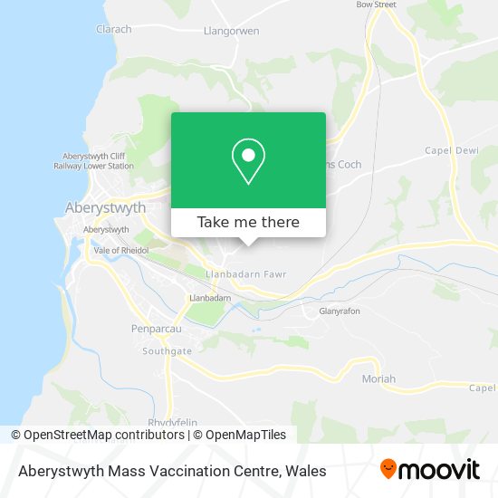 Aberystwyth Mass Vaccination Centre map