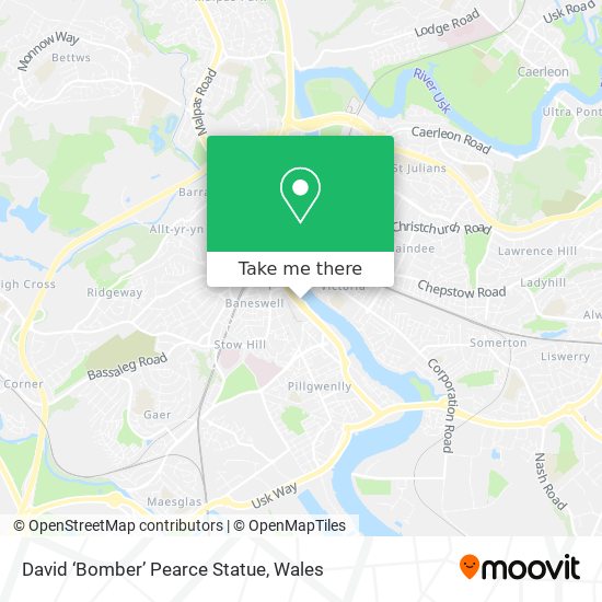 David ‘Bomber’ Pearce Statue map